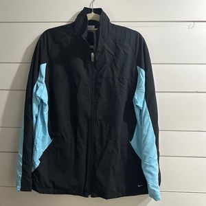 Nike Womens Windbreaker Size XL 16/18 Black Blue Lightweight